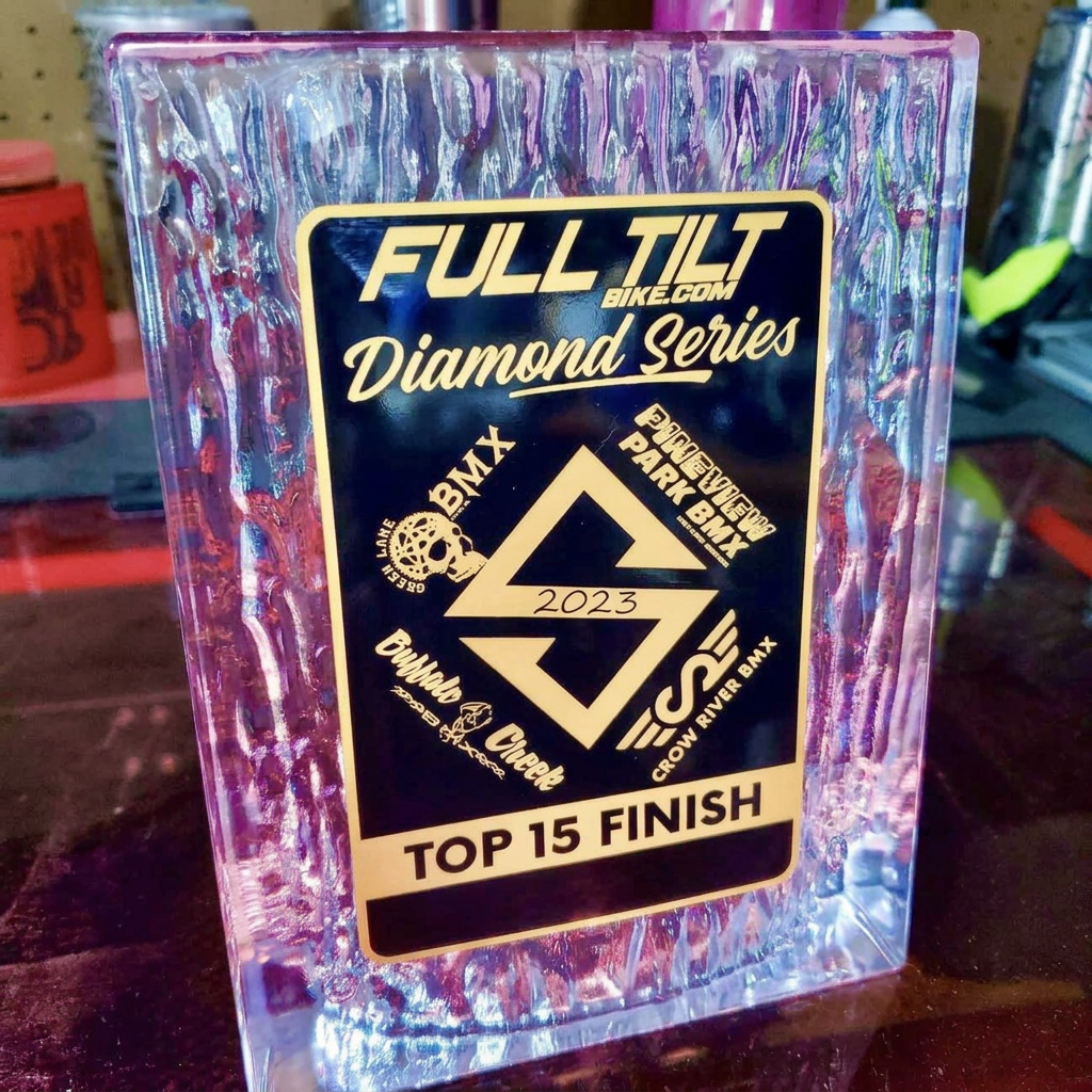 Custom Full Tilt Diamond Series BMX award made by Halstead