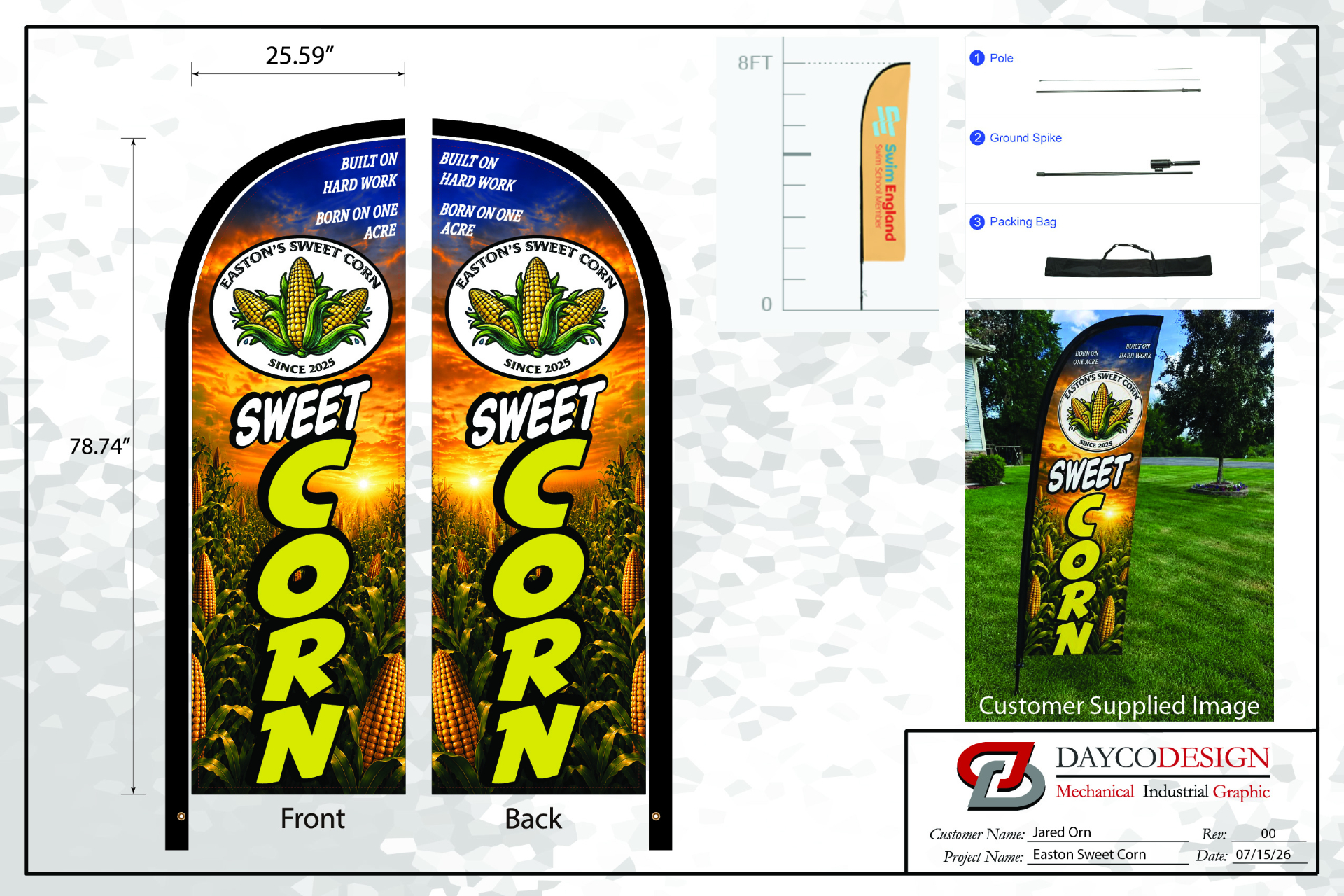 Easton's Sweet Corn — 8ft Feather Flag — Double-Sided